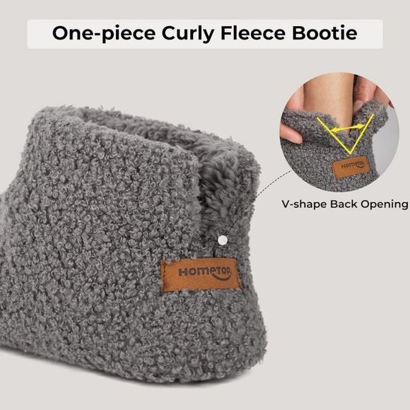 HomeTop Size 10 one piece curly fur memory foam indoor bootie slipper - Picture 12 of 15
